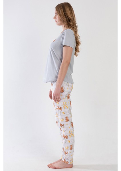Pamuklu Kadın Kısa Kol Pijama Takım
