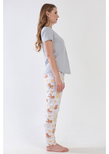 Pamuklu Kadın Kısa Kol Pijama Takım