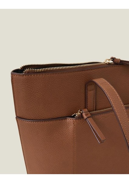 Klasik Tote Taba Rengi Rahat Omuz Çantası modelleri