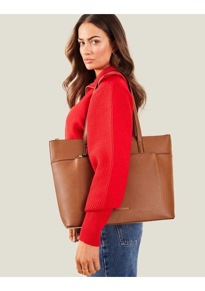 Klasik Tote Taba Rengi Rahat Omuz Çantası fırsatları