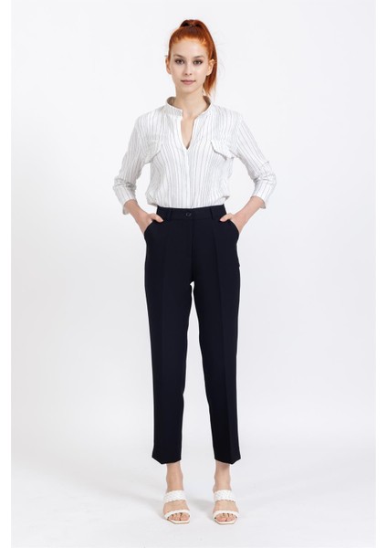 Vs Bayan Yandan Cepli Kumaş Pantolon 22Y-027 Siyah