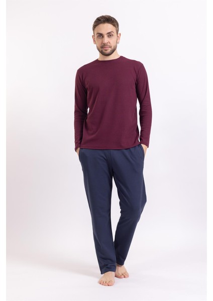 Vs Erkek O Yaka U.kol Pijama Takımı Bordo/lacivert