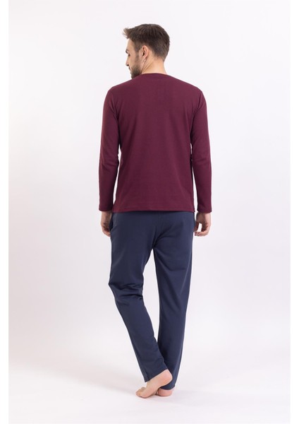 Vs Erkek O Yaka U.kol Pijama Takımı Bordo/lacivert fiyatları