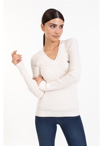 Vs Bayan V Yaka Saç Örgü U.kol Bluz 21 110 Ekru fırsatları