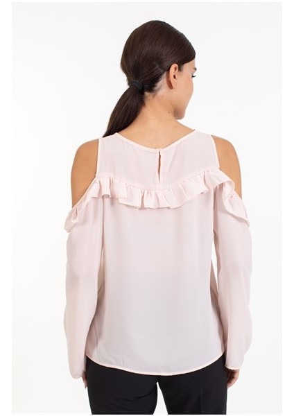 Zra Bayan Şifon Fırfırlı U.kol Bluz Pembe modelleri