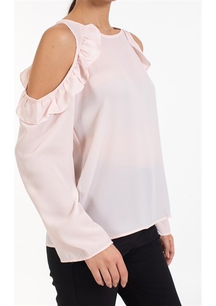 Zra Bayan Şifon Fırfırlı U.kol Bluz Pembe fırsatları
