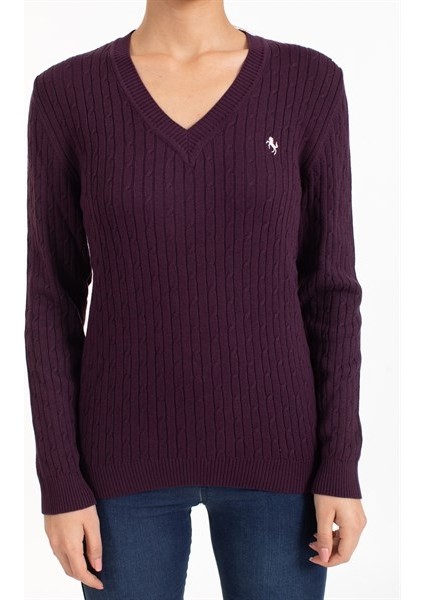 Vs Bayan V Yaka Saç Örgü U.kol Bluz 21 110 Mürdüm modelleri