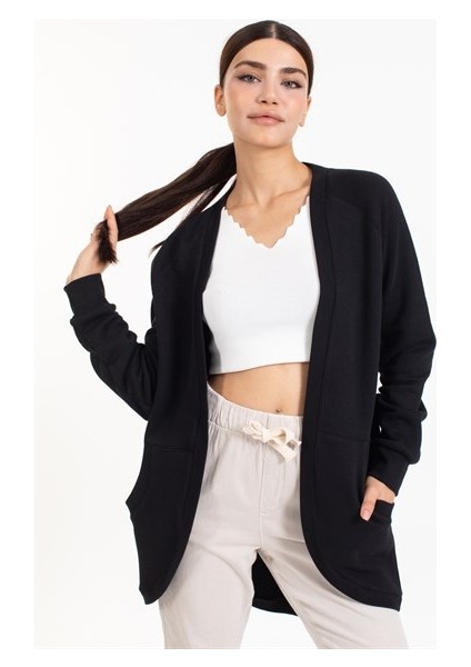 Gp Bayan Cepli Uzun Kol Ceket Siyah