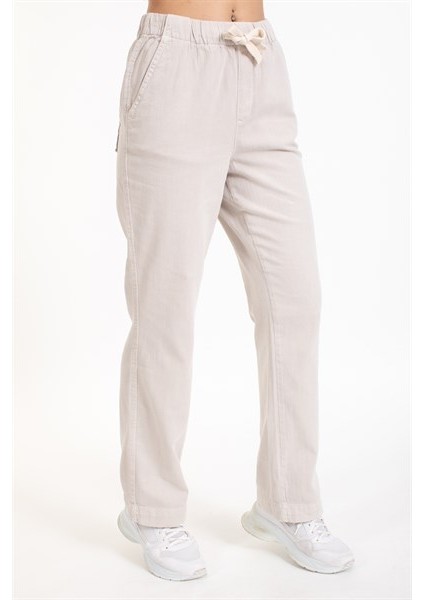 Mj Lastikli Bagcıklı Kanvas Pantolon Taş
