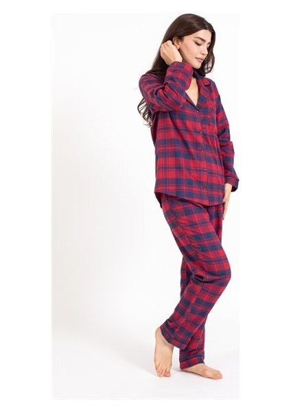 Vs Bayan Ekose Flanel U.kol Pijama Takım Lacivert/kırmızı Ekose fiyatları
