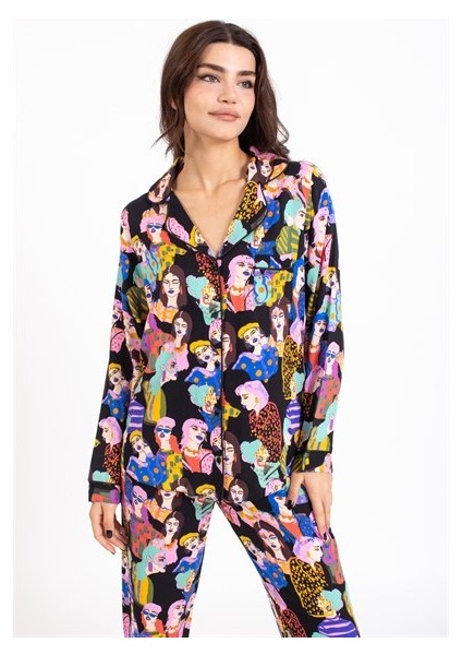 Vs Bayan Desenli Pamuk Saten U.kol Pijama Takım Kadın/desenli fırsatları