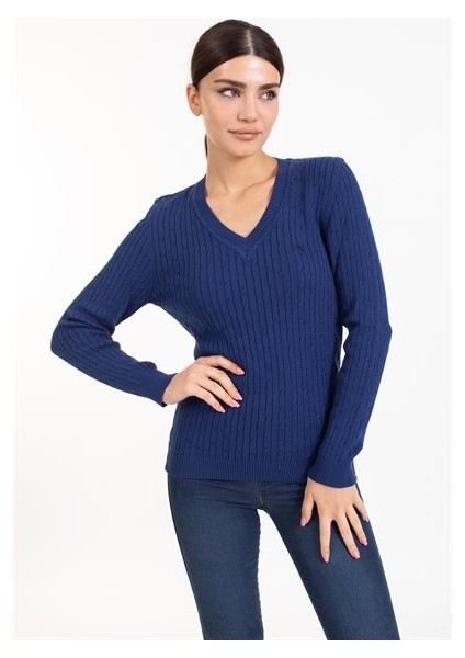 Vs Bayan V Yaka Saç Örgü U.kol Bluz 21 110 Lacivert