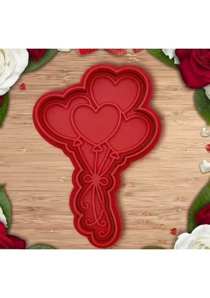 Sevgililer Gününe Özel Aşk Balonları Kurabiye Kalıbı ( 2 Parça) 12,5x8,5 cm