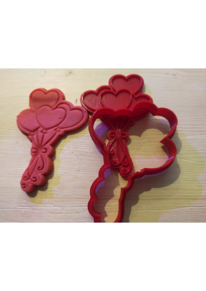 Sevgililer Gününe Özel Aşk Balonları Kurabiye Kalıbı ( 2 Parça) 12,5x8,5 cm modelleri