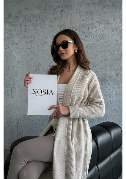 Nosia Fashion Şal Yaka Pamuklu Uzun Triko Hırka