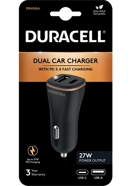Car Charger Type-C PD18W +2.4A Black