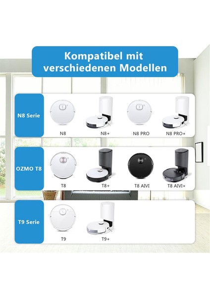 Ecovacs Deebot T8, T8+, T8 Aıvı, T8MAX, N8, N8+, N8 Pro, N8 Pro+, T9, T9+ 950 920 Ana Yan Fırçalı Filtre Mopları Için (Yurt Dışından)