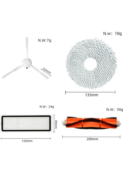 Xiaomi Mijia Omni B101CN, X10 Plus / Dreame S10 Pro, L10S Ultra Ana Yan Fırça Hepa Filtre Paspas Bezi Toz Torbası (Yurt Dışından)