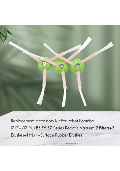 Irobot Roomba I7 I7+/ı7 Plus E5 E6 E7 Serisi Robotik Vakum Için Yedek Aksesuar Kiti, 2 Filtre + 3 Fırça + 1 Çok Yüzeyli Kauçuk Fırçalar (Yurt Dışından)