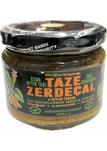 Taze Zerdeçal Sızma Zeytin Yağı Tane Karabiber ve Seylan Tarçın ile Hazırlanmış Formül 250 gr