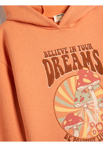 Oversize Kapşonlu Sweatshirt Mantar Baskılı Şardonlu modelleri