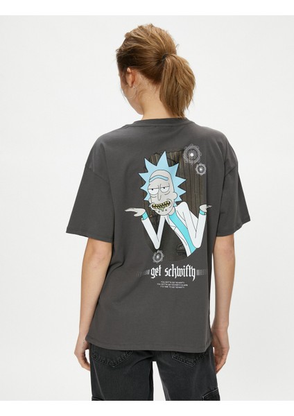 Rick And Morty Tişört Baskılı Kısa Kollu Bisiklet Yaka modelleri