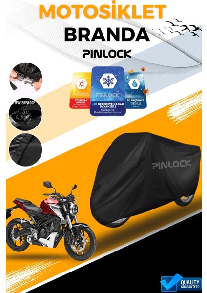 Honda Cb 250R Su Geçirmez Siyah Motosiklet Brandası Miflonlu Kalın Premium Kumaş Clipsli