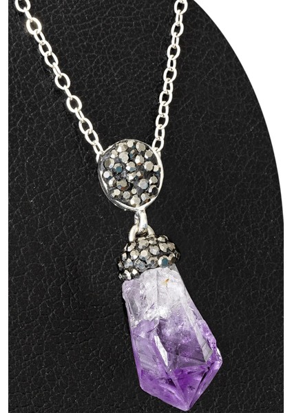 Sertifikalı Ham İşlenmemiş Zirkon Taşlı Model Ametist Taşı Kolye fiyatları