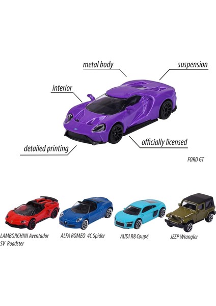 5 Oyuncak Araba 4 Farklı Setten 1'i Serbest Hareket Lisanslı Minyatür Formatta Model Araba Seti