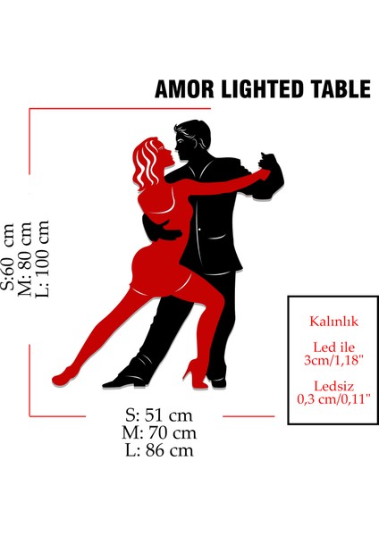 Işıklı Dans Eden Çift Temalı Tablo Amor Dekoratif Gece Lambası