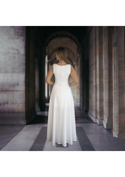 Moda Şarize Likralı Dalgıç Kumaş Maksi Nikah Elbisesi modelleri