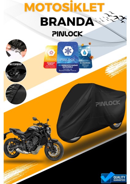 Honda Cb 650R Su Geçirmez Siyah Motosiklet Brandası Miflonlu Kalın Premium Kumaş Clipsli