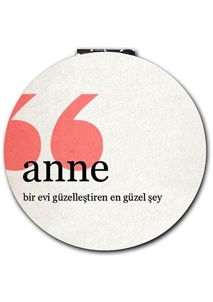 Anne Baskılı Ayna Yuvarlak Kişiye Özel Isim Baskılı Cep Aynası 7 cm (Kapaklı ve Büyüteçli)
