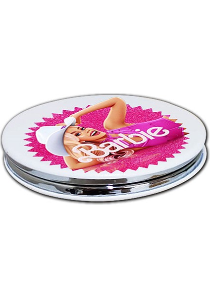 Barbie Baskılı Ayna Yuvarlak Kişiye Özel Isim Baskılı Cep Aynası 7 cm (Kapaklı ve Büyüteçli) fiyatları