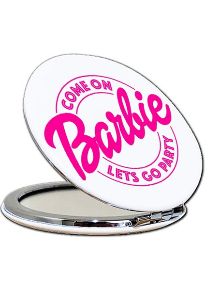 Barbie Baskılı Ayna Yuvarlak Kişiye Özel Isim Baskılı Cep Aynası 7 cm (Kapaklı ve Büyüteçli) modelleri