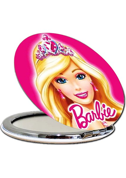 Barbie Baskılı Ayna Yuvarlak Kişiye Özel Isim Baskılı Cep Aynası 7 cm (Kapaklı ve Büyüteçli) fiyatları