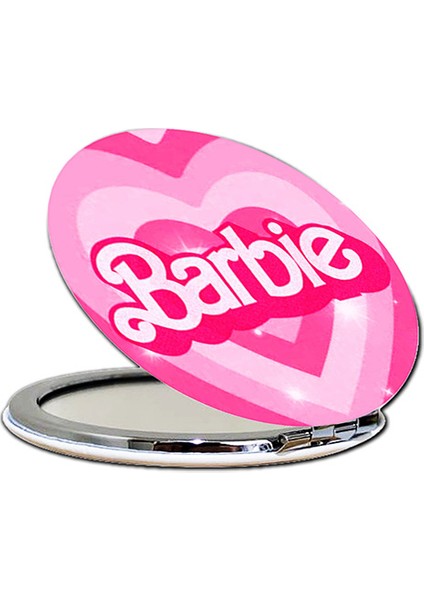 Barbie Baskılı Ayna Yuvarlak Kişiye Özel Isim Baskılı Cep Aynası 7 cm (Kapaklı ve Büyüteçli) modelleri