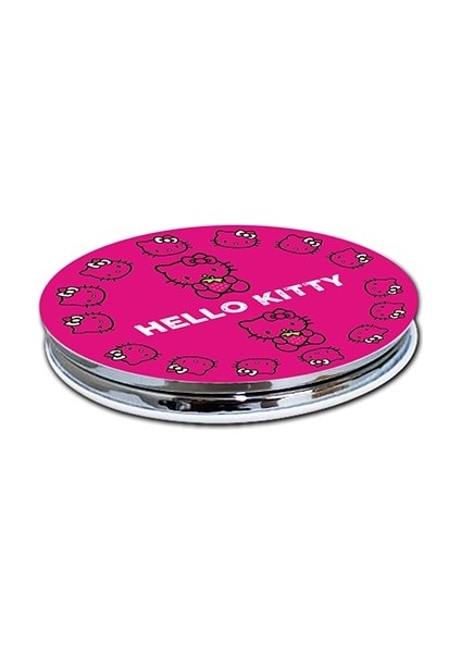 Hello Kitty Baskılı Ayna Yuvarlak Kişiye Özel Isim Baskılı Cep Aynası 7 cm (Kapaklı ve Büyüteçli)
