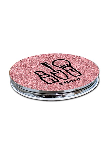 Makyaj Baskılı Ayna Yuvarlak Kişiye Özel Isim Baskılı Cep Aynası 7 cm (Kapaklı ve Büyüteçli) modelleri