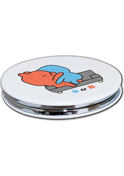 Evie Kinie Baskılı Ayna Kişiye Özel Isim Baskılı Cep Aynası 7 cm Ayıcık Çift Sevgili (Kapaklı ve Büyüteçli) modelleri