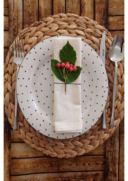 12'li Ekru Pamuk Kumaş Servis Sunum Peçetesi