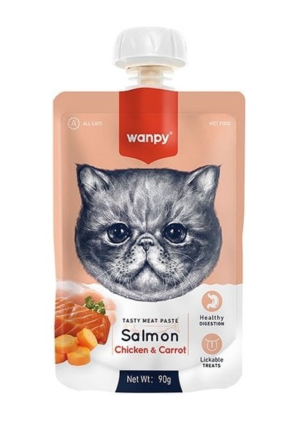 Taze Somonlu ve Tavuklu Et Ezmesi Doğal Kedi Ödülü 90 gr