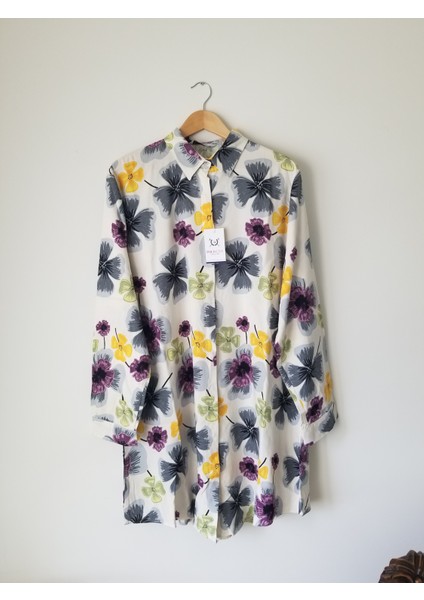 Çok Renkli Çiçekli Büyük Beden Tunik Gömlek fiyatları