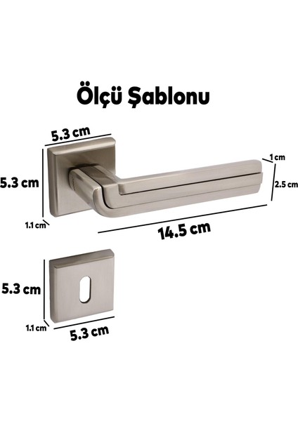 Defne Lüx Inox Kare Rozetli Oda Kapısı Uyumlu Kapı Kolu Sağa ve Sola Uygun Kapı Kolları 1 Takım fırsatları