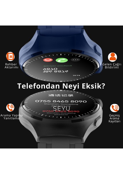 Seyu Watch Watch 4 Pro Akıllı Saat Tüm Telefonlara Uyumlu Siyah