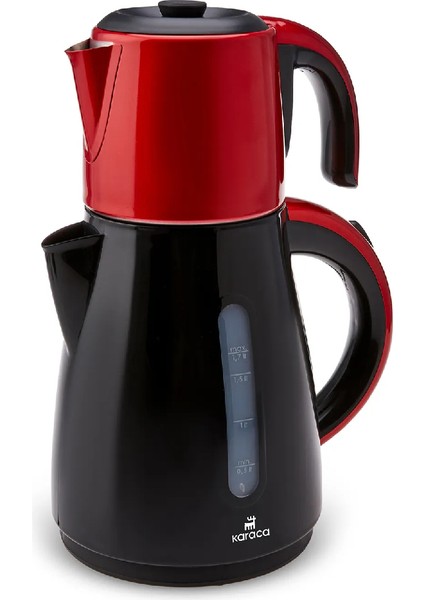Daystar Çelik Demlikli 2 In 1 Çay Makinesi ve Su Isıtıcı Kettle Redgold
