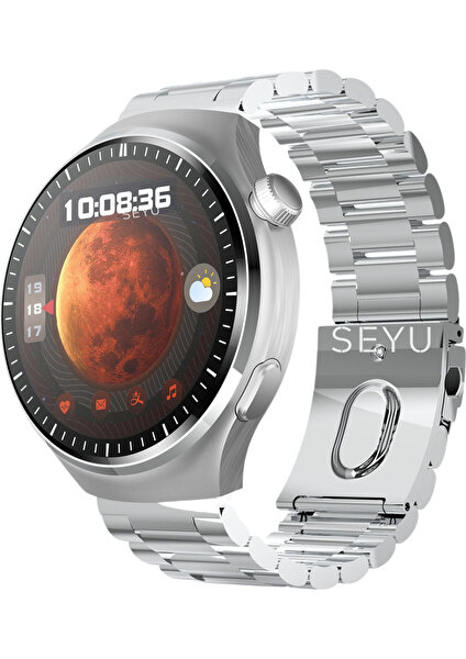 Seyu Watch Watch 4 Pro Akıllı Saat Tüm Telefonlara Uyumlu Gümüş