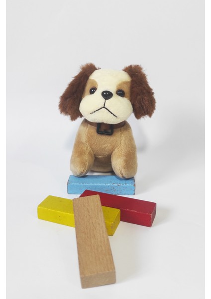 Peluş Tasmalı Köpek Anahtarlık -14 cm -Kahve- Oyuncak-Çanta Süsü - Doğum Günü Hediyesi