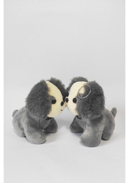 2 Adet Peluş Tasmalı Köpek Anahtarlık -14 cm -Gri- Oyuncak- Çanta Süsü - Doğum Günü Hediyesi fırsatları