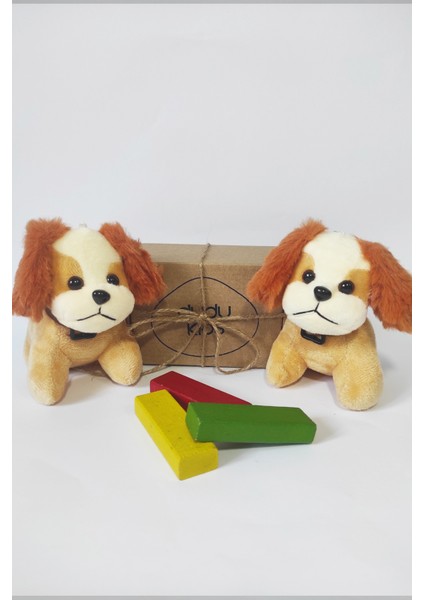 2 Adet Peluş Tasmalı Köpek Anahtarlık -14 cm -Turuncu- Oyuncak -Çanta Süsü - Doğum Günü Hediyesi fırsatları